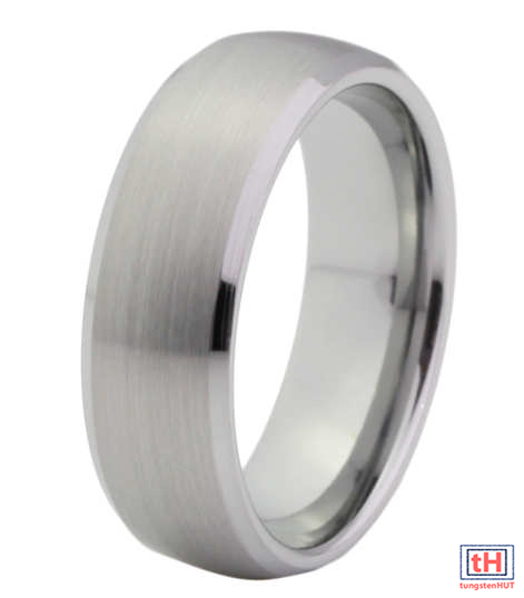 Brushed Dome Tungsten Carbide Ring 8MM