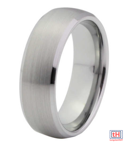 Brushed Dome Tungsten Carbide Ring 8MM