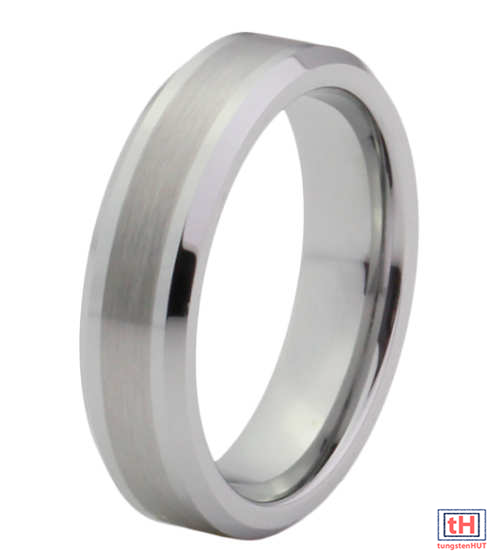 Brushed Beveled Tungsten Carbide Ring 6MM