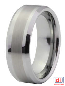 Brushed Beveled Tungsten Carbide Ring 8MM