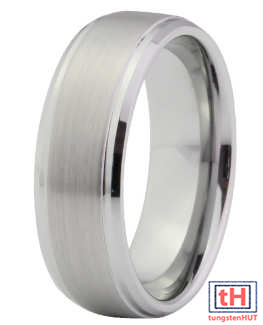 Brushed Tungsten Carbide Ring With Beveled and Step Edge 8MM