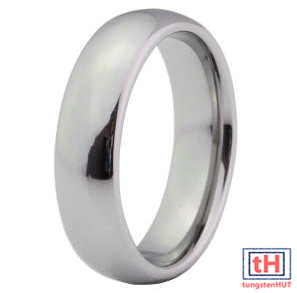 Polished Dome Tungsten Carbide Ring 6MM