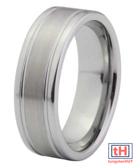 Grooved Tungsten Carbide Ring with Brush and Polish