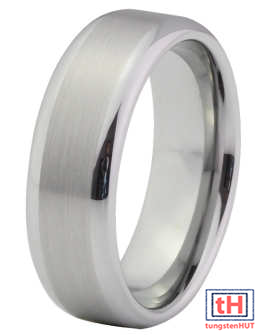 Brushed & Polished Tungsten Carbide Wedding Band 8MM