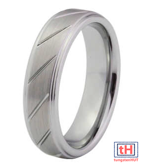 Grooved Design Tungsten Carbide Ring with Brush Finish 6MM