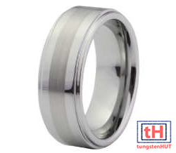 Brushed Tungsten Carbide Ring with Stepped Edge 6MM