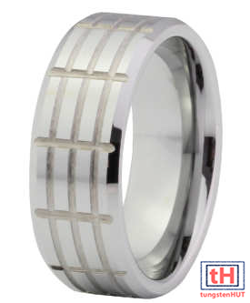 Grooved Polished Tungsten Carbide Ring 9MM