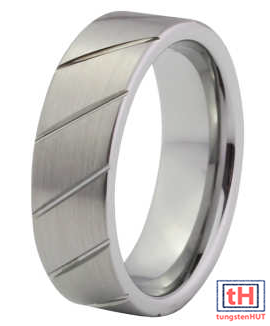 Flat Grooved Tungsten Carbide Ring with Brush Finish 8MM