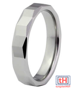 Faceted Tungsten Carbide Ring with Polish 4MM