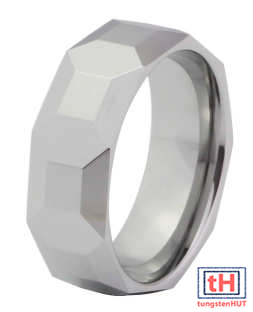 Faceted Dome Tungsten Carbide Ring 8MM