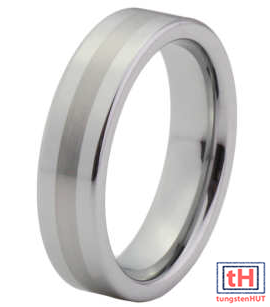 Brushed Tungsten Carbide Ring with Pipe Cut 6MM