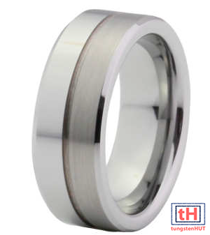 Grooved Tungsten Carbide Ring with Polish 6MM