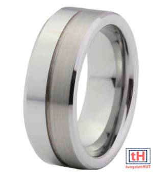 Grooved Tungsten Carbide Ring with Polish 8MM