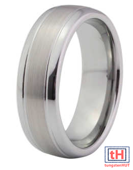 Grooved Flat Tungsten Carbide Ring with Brush and Polish 8MM