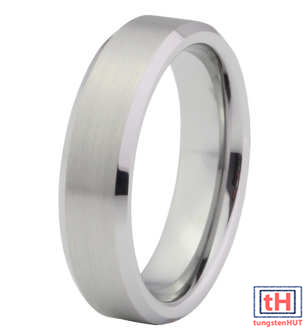 Brushed Beveled Tungsten Carbide Ring 6MM