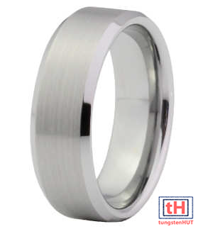 Brushed Beveled Tungsten Carbide Ring 8MM
